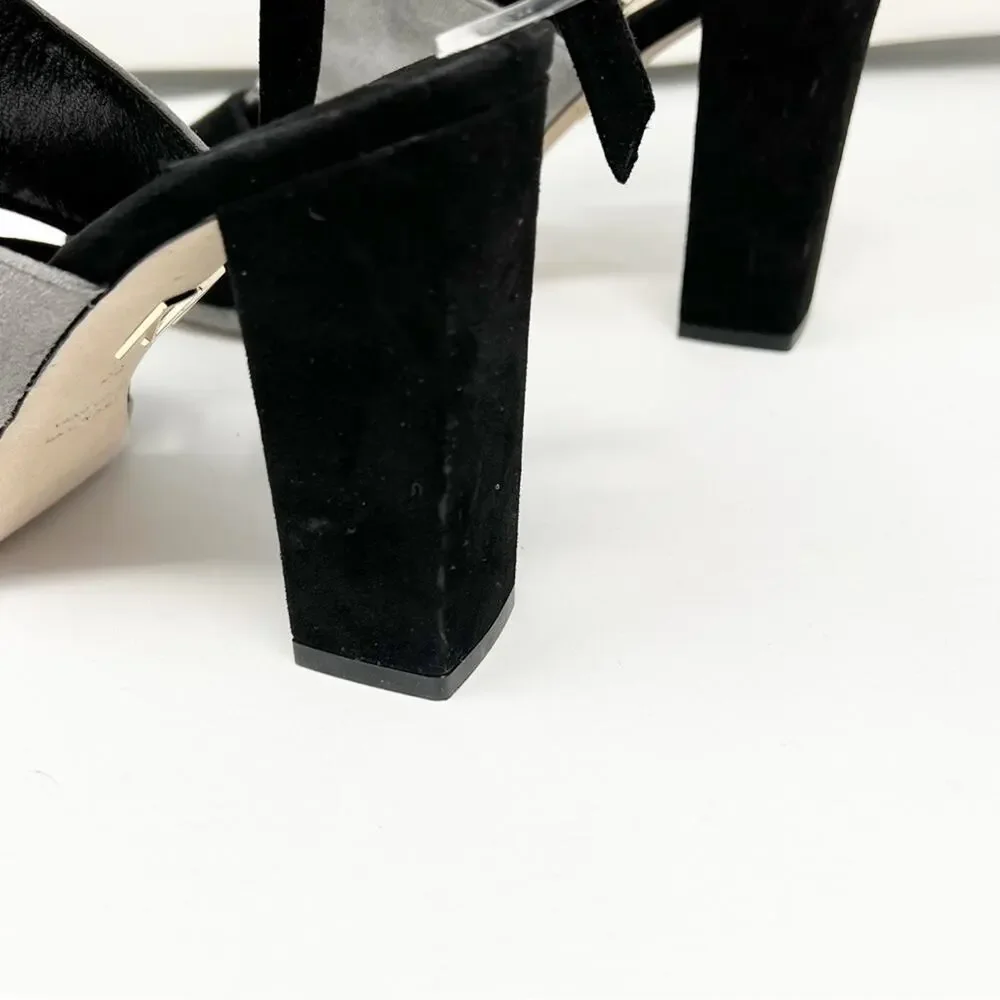 Tamara Mellon Tied Up Peep Toe Block Heels Size 38